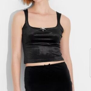 Wild Fable Black Ruched Crop Tank Top